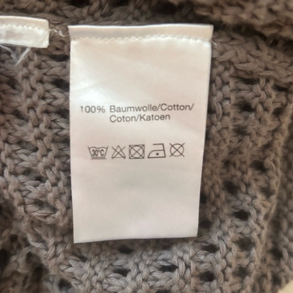 Boho Crochet Open Knit Longline Cardigan Duster Size Small in Taupe/Brown - Picture 8 of 10